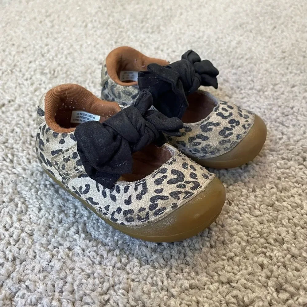 Baby Girl Leopard Print Shoes with Bow